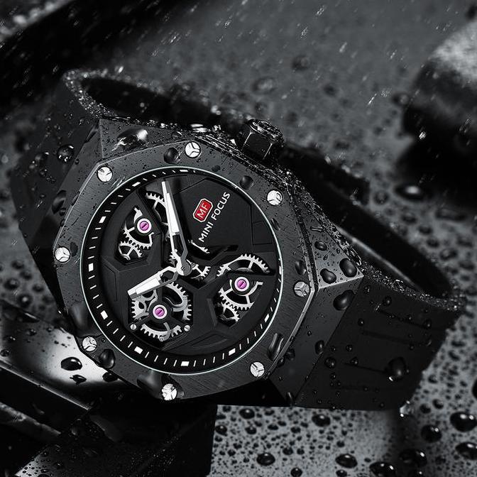 Jam Tangan Exclusive Pria Mini Focus Rotating Wheels Original Anti Air