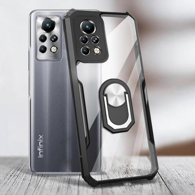 Case  untuk Infinix Hot 11s NFC i-Ring Standing Transparan CLEAR Armor
