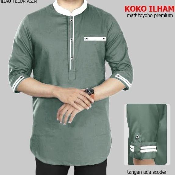 PIK - Koko Kurta Ilham S M L XL XXL 3XL Pakaian Muslim Koko Kurta Pria Katun Toyobo Dewasa Baju