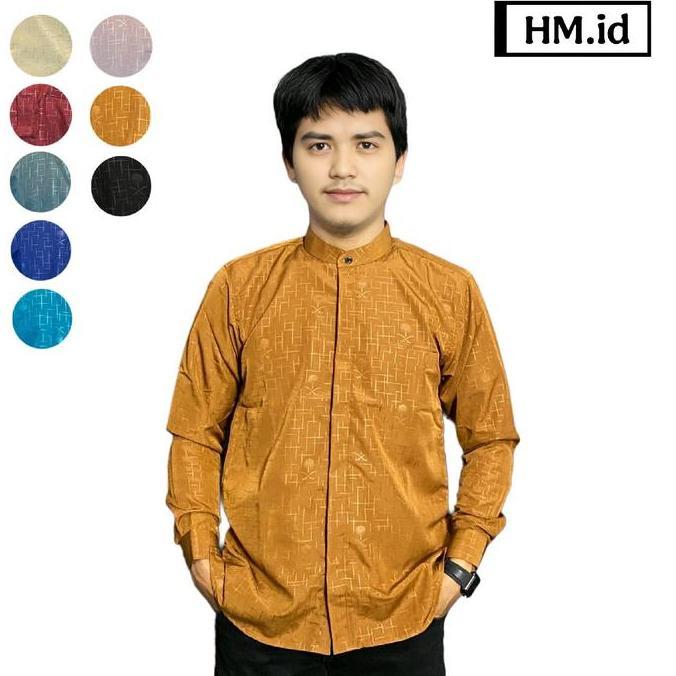 HM - Koko Azri Motif Kurma Baju Kemeja Koko Pria Terbaru Mewah Elegan KEMKO SULTAN Motif Diamond Bis