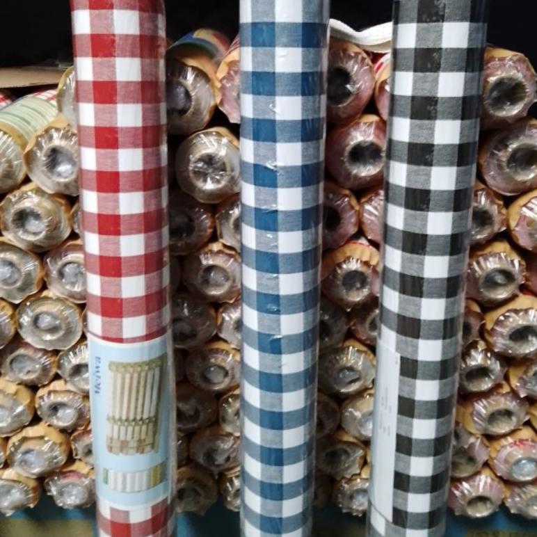 Taplak Meja Makan Motif Kotak Kotak Meteran Plastik Waterproof Anti Air