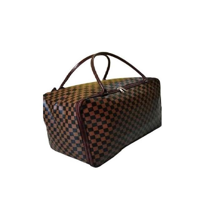 Travel Bag Jumbo catur coklat  Wanita Kulit PU Tas Lipat Kanvas Duffel/Weekender Mudik Bisa Cod Tas 