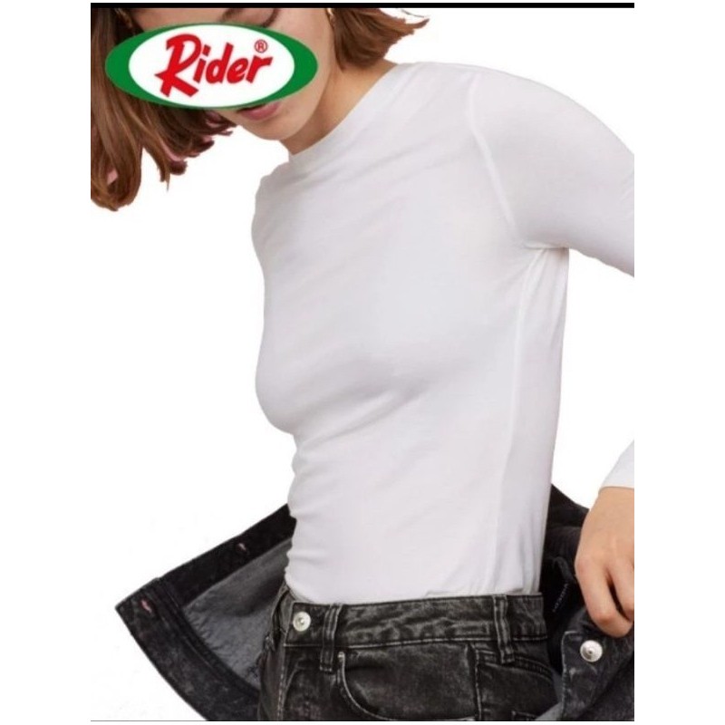 Kaos Tangan Panjang ORI Rider Wanita Dewasa R501B Putih / Hitam(TwinFortune(