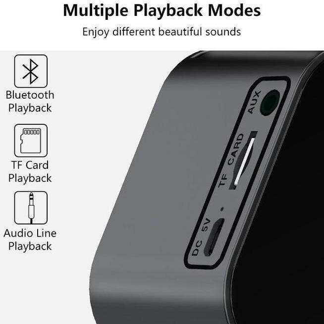 Goojodoq Speaker Jam Bluetooth Portable Dan Fm Radio Wireless Bass Mini Stereo Led Display Alarm Clo