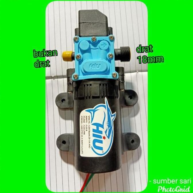 pompa air dc 12 volt HIU outputnya drat inputnya soket
