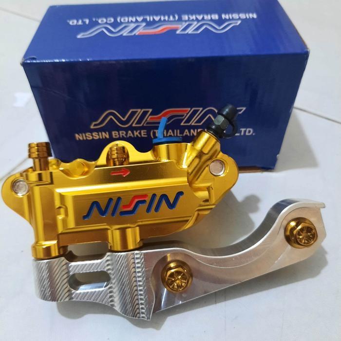 Kaliper Nissin Monoblok 4Piston 4P + Breket + Baut Probolt Gold Pnp Rx-King /Nuovo /Vixion /Vega R /