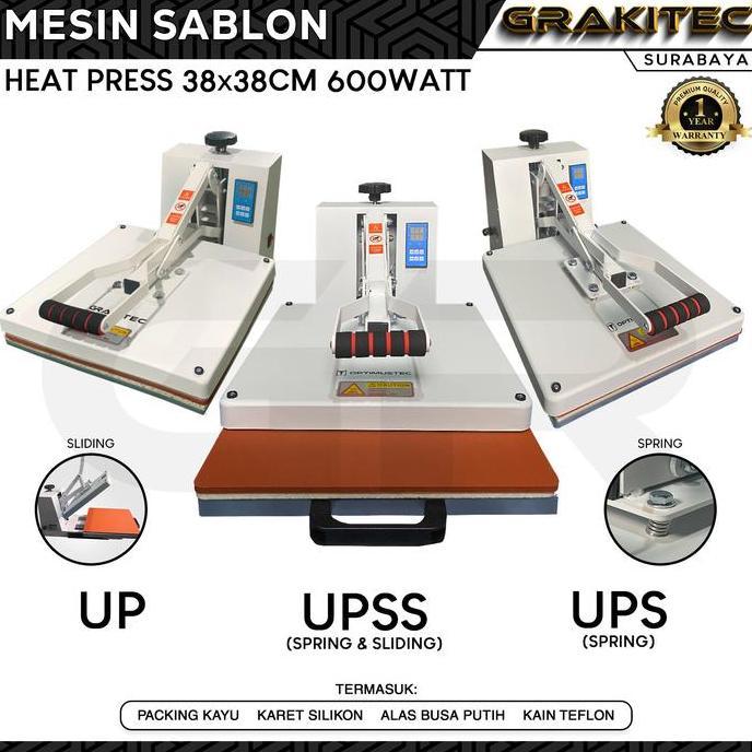 TERMURAH - Mesin Press Sablon Kaos 38x38 600 Watt Grakitec SBY