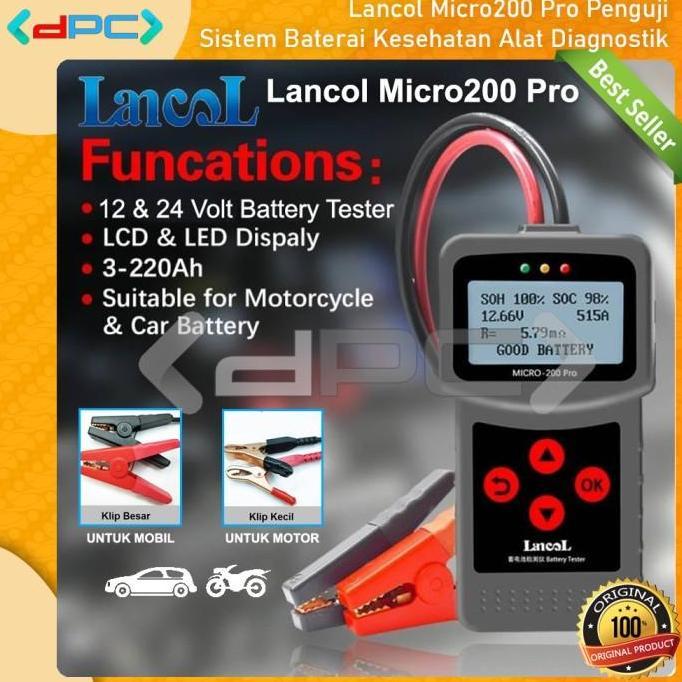 Lancol Battery Tester Micro-200 Pro Tester Aki Digital Motor Mobil