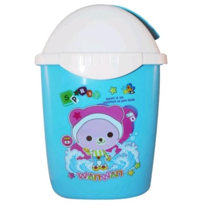 Ready Tempat sampah segi tutup lucky bird L-723 Bahan plastik tebal