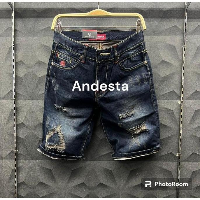 PROMO SIZE 28-33 [BISA COD]CELANA JEANS PENDEK COWOK SOBEK TIDAK TEMBUS PADDOK BLACK VIPER VLG36 Dis