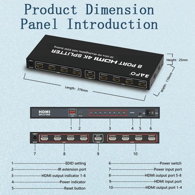 HDMI Splitter/Splitter HDMI 8 Port 4K Bafo BF-132/BF-136
