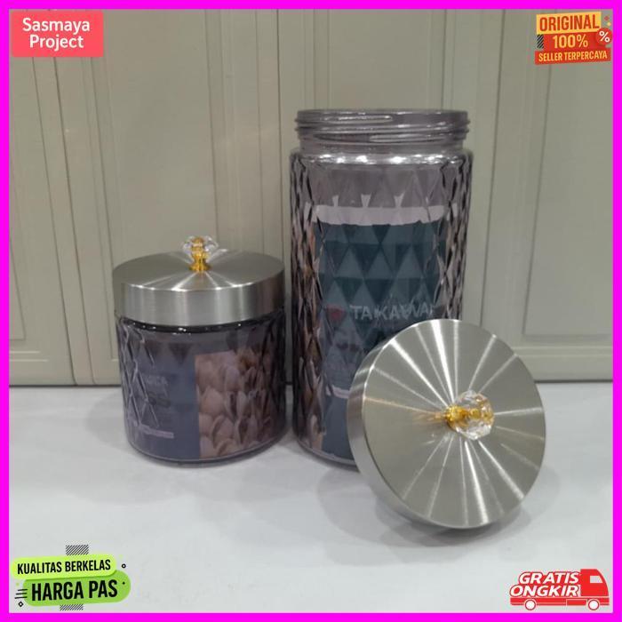 Best Seller Toples Kaca Takawa Diamond / Toples Kaca Tutup Stainless / Toples Kue Lebaran / Toples K