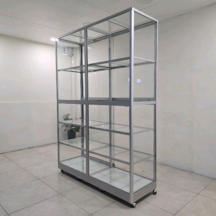 TC ALUMINIUM LE760 140X45X197 S LEMARI RAK SERBAGUNA PREMIUM 5 SUSUN ALUMINUM TEBAL FULL KACA BENING