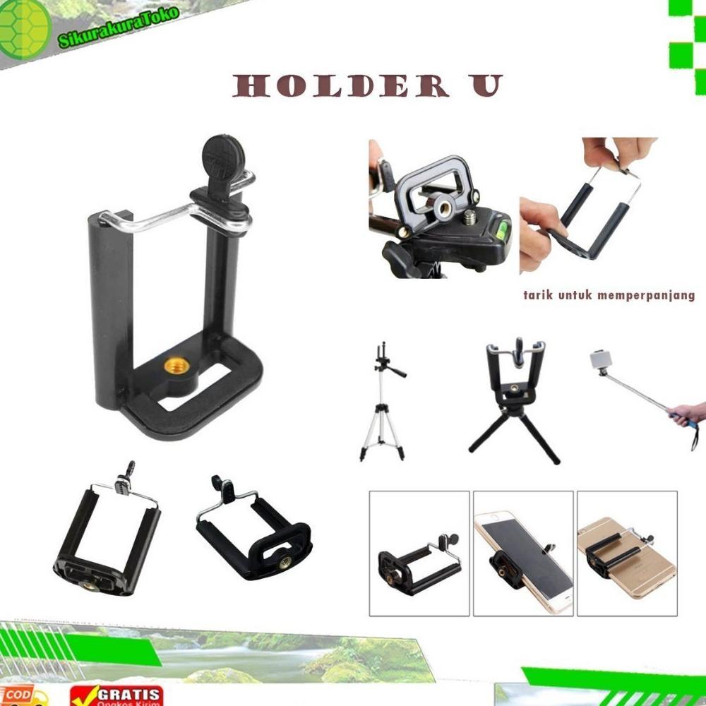 (Skr) Holder U Size M Tebal 2 posisi lubang baut Untuk Hp Tripod Gorillapod gorilla gorila spider po
