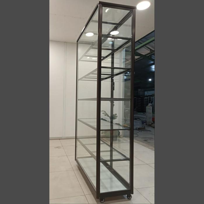 TC ALUMINIUM LSG747 100X40X196 b LEMARI RAK SERBAGUNA 6 SUSUN PAJANGAN RAK BUKU LEMARI TAS KACA BENI