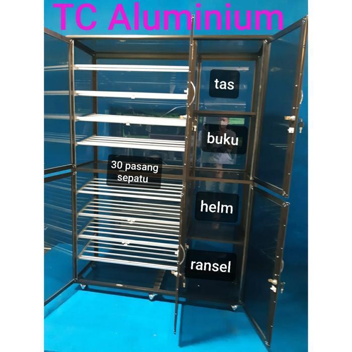 TC ALUMINIUM LSH716 100X38X179 b 120X38X179 LEMARI RAK SEPATU HELM  10-4  SUSUN MUAT 30 PASANG SEPAT
