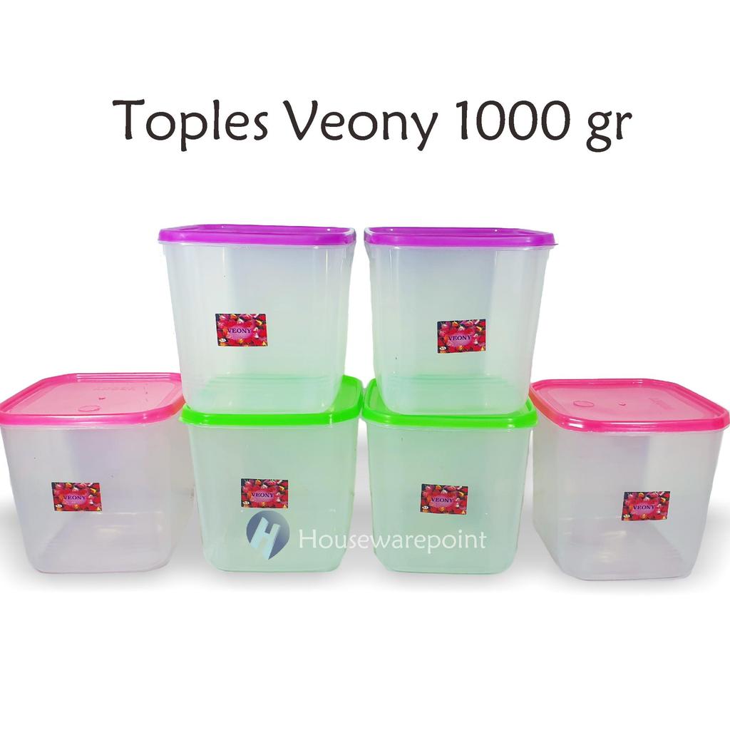6 Pcs Toples Plastik 1 Kg/ Toples Plastik Murah/ Toples Plastik Kotak Veony