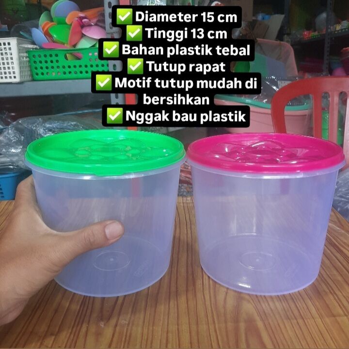 ( Dapat 6 ) Toples 1500 Ml / Toples Kue Kering 1 Kg / Toples Kue Kacang / Gula / Sealware Bulat / To