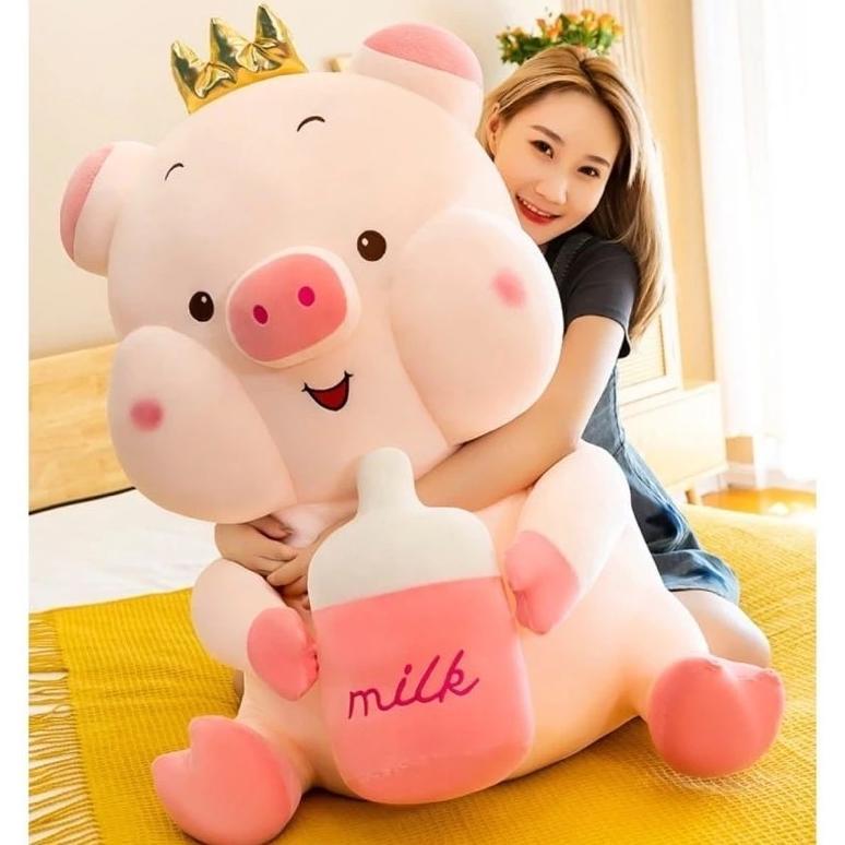 Promo Boneka Babi Dot Jumbo / Boneka Lucu Imut / Boneka Susu Piggy Besar