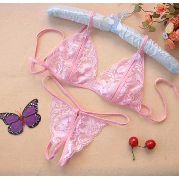 Best Deals 1 Set Bra + Celana Dalam Lingerie Transparan Wanita Bh