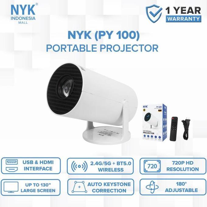 Mini Smart Projector NYK PY-100 200 ANSI Lumens HD 720P Mini LCD Projector NYK Smart Android PY 100