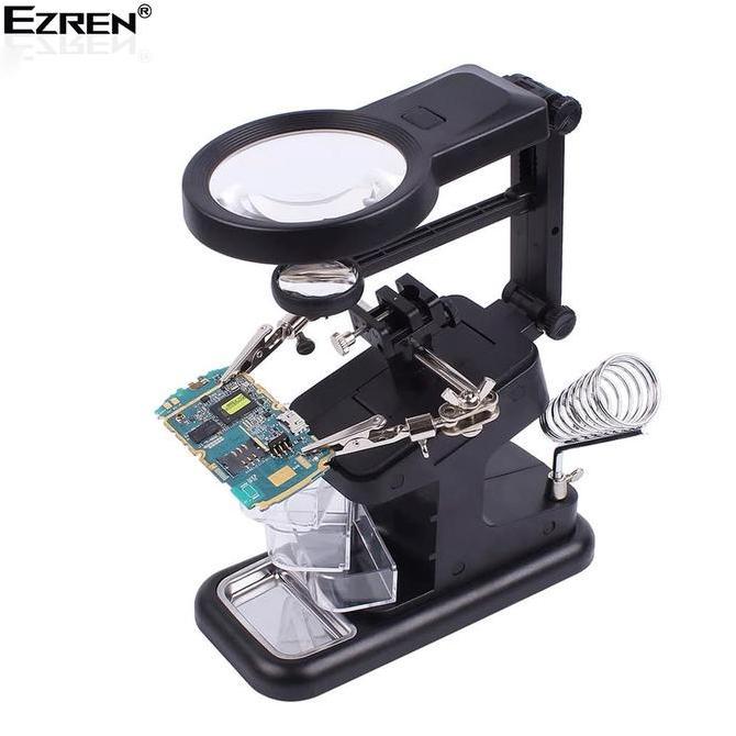 Ezren TE-803 Kaca Pembesar Dudukan Stasiun Magnifier LED Light Clamp