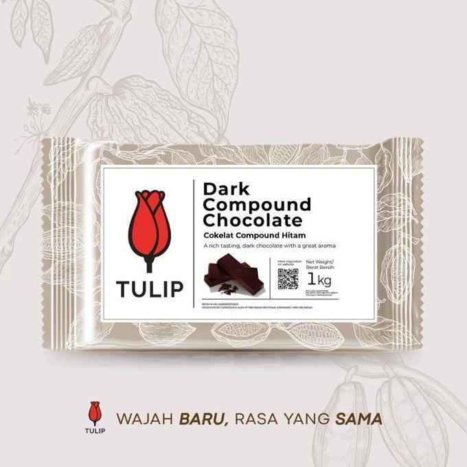 Tulip Dark Chocolate Compound 1kg - Dark Coklat 1 kg