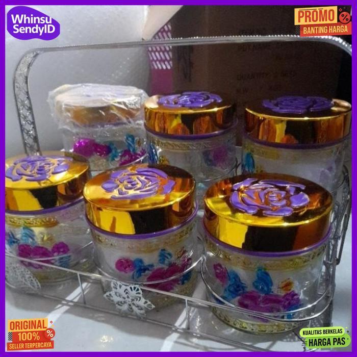 Exclusive (4 Kg) Toples Set Kaca Isi 6 Pcs + Keranjang ( Toples Lebaran)