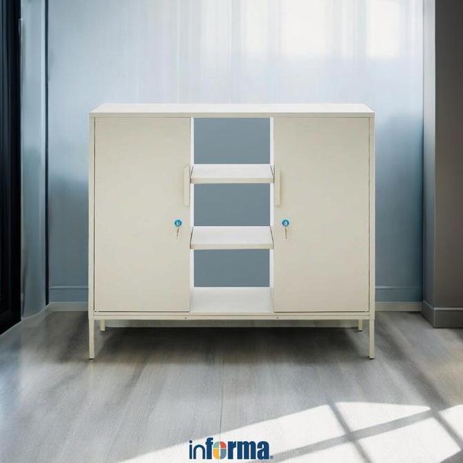 Informa Lynd Credenza Kabinet Kantor Metal 2 Pintu - Krem Beige Rak Dokumen Filing Kabinet Tempat Pe