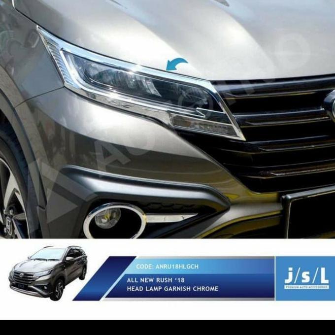 Promo Garnish Head Lamp Lampu Depan All New Rush 2018 2019 2020 Chrome JSL Diskon