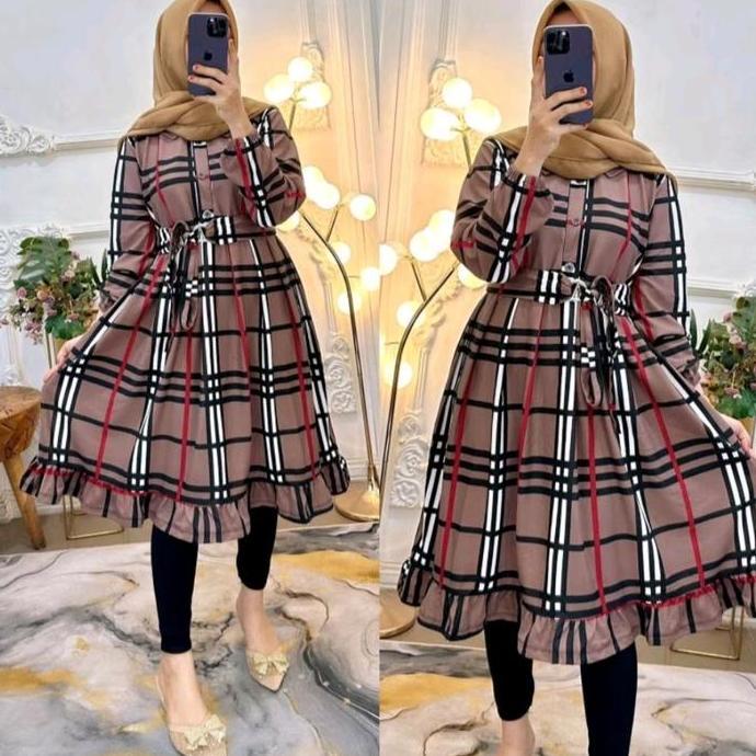 TUNIK KOREAN STYLE FREE BLET /TUNIK KOTAK TUNI FRE IKAT PINGGANG /TUNIK GRATIS TALI PINGANG Muslim W
