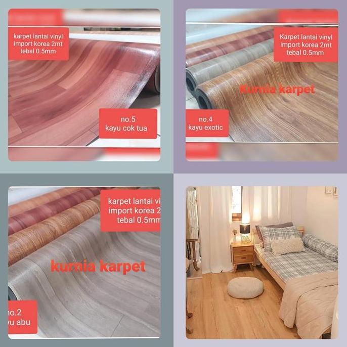 Karpet lantai Vinyl plastik Korea lebar 200Cm (2meter) tebal 0.5mm harga per 1 METER