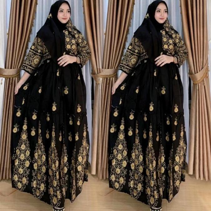 Gamis Hindi Aruhi Katun Rayon Busui, Lengan Panjang, Free Hijab Standar & Jumbo Dress Wanita Muslim 