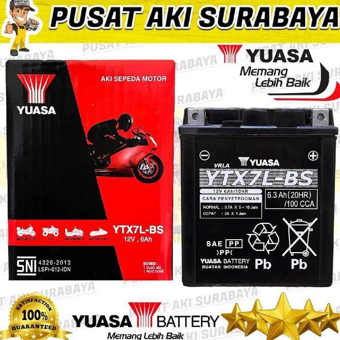 Promo PROMO AKI YUASA YTX7L - BS ACCU 12 VOLT 6 AMPER SEPEDA MOTOR LX 150 LIBERTY DTRACKER 250 W 175