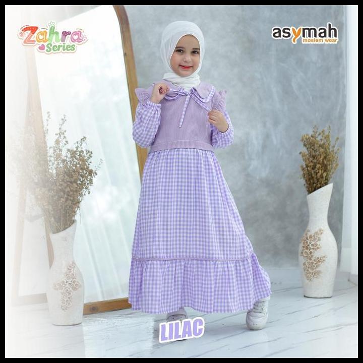 Asymah Home Dress - Gamis Anak Perempuan Kotak-Kotak Mix Knit Zahra Series 100% Original