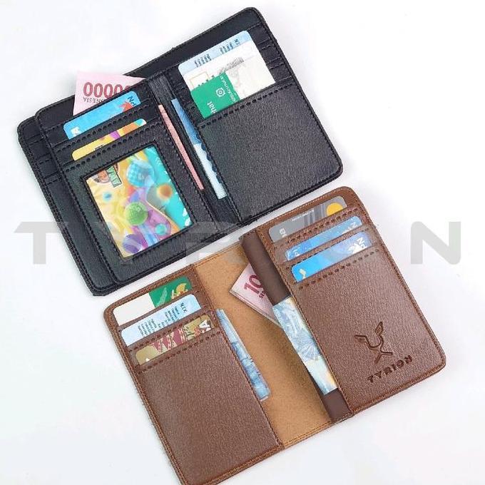 Bags- Dompet Lipat 3/4 Polos Untuk Pria Dan Wanita, Bahan Kulit Pu Premium, Banyak Slot Kartu Dileng