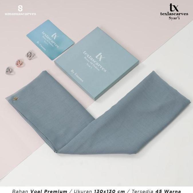 DR345 - SYARI POLOS  TEXLA SCARVES BOX FREE BROOCH BY UMAMA SCARF Jilbab Umama Kerudung Voal Premium