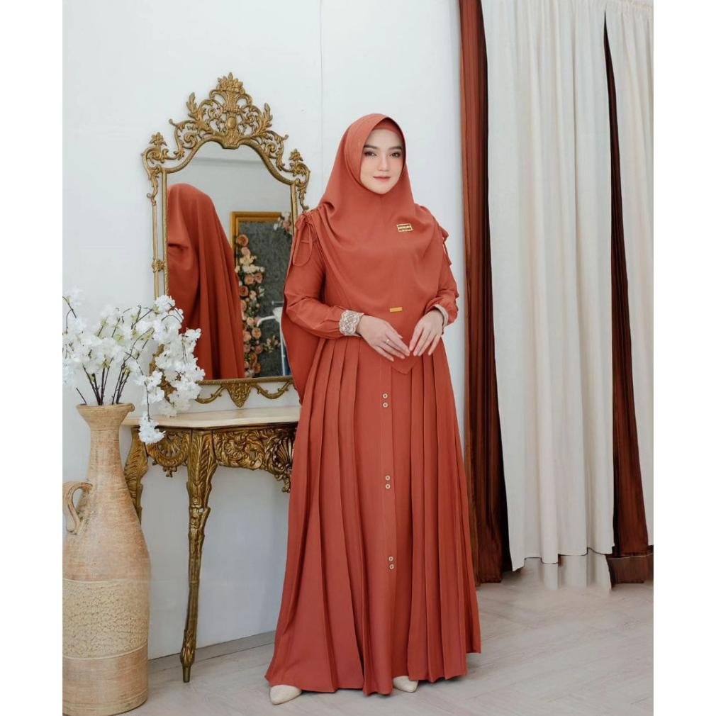 TERMURAH Gamis Mawwadah Syar'i Set Khimar Cringkle Airflow Premium - Fashion Muslim Wanita Ukuran Ju