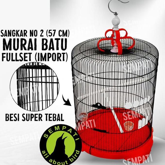 Kicaudor- Sempati Sangkar Burung Murai Super Jumbo Diameter 57 Cm Fullset Gantungan Pion Mahkota Tan