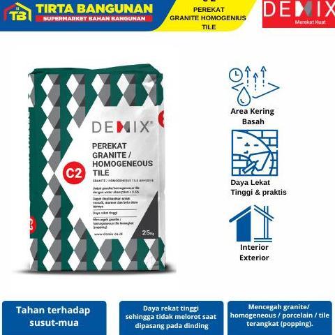 Murah Promo Demix C2 Perekat Lem Granite Tile Homogenius Marmer  25Kg Free Demix D1 1 Kg