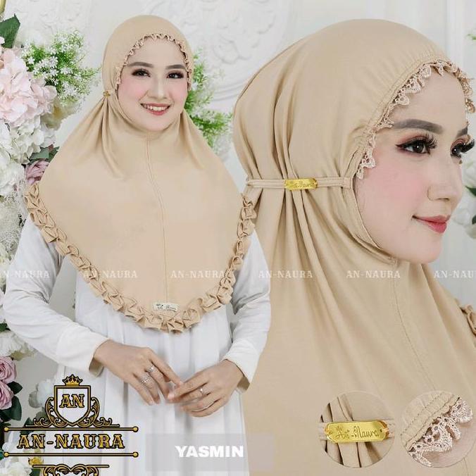 DF277 >> Bergo kerut renda yasmin terbaru - jilbab jersey kerut viral - kerudung jersey renda kerut