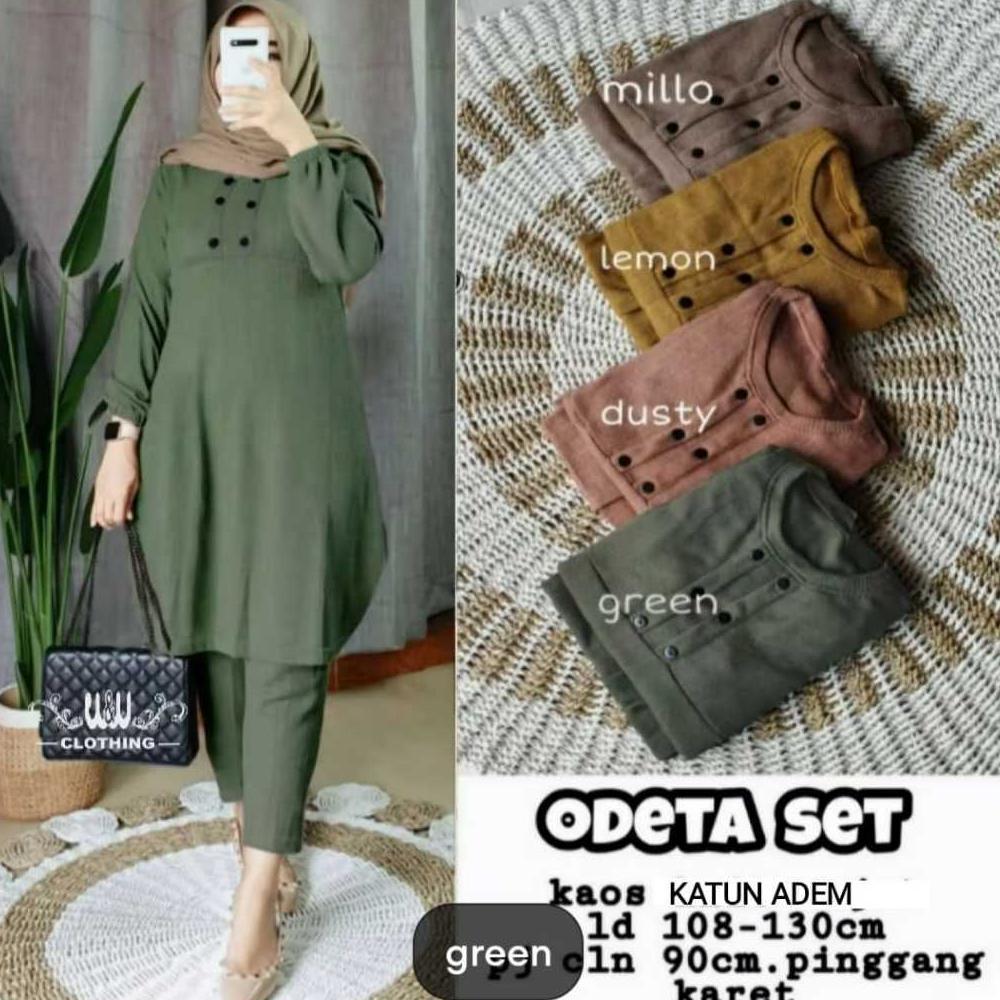 CUCI GUDANG PAKAIAN WANITA TERBARU - ONE SET ODETA//SETELAN POLOS WANITA DEWASA BAJU DAN CELANA SIZE