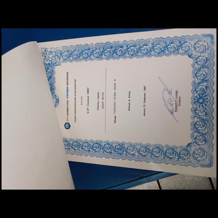 TERBARU SURAT TANDA PEMENANG VIP CONTEST VESPA PT DANMOTOR ORI DELER 