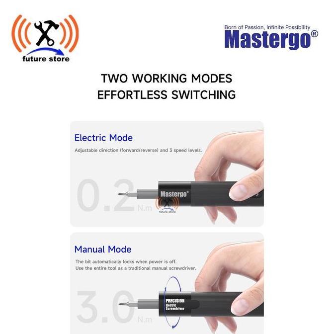 Murah Mastergo Mg-Es2 Obeng Elektrik 24 In 1 Precision Screwdriver Bit S2 Alloy Type-C 500Mah - Prec