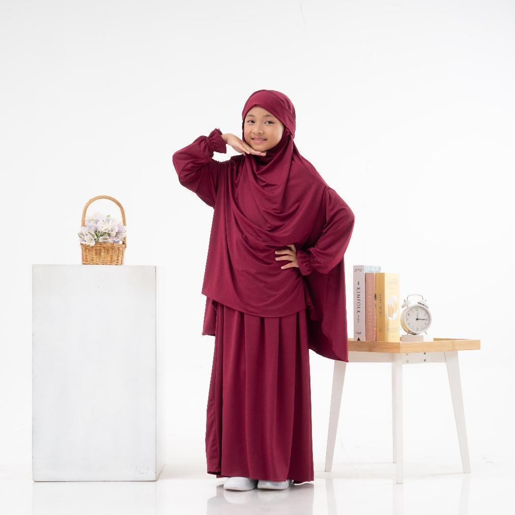 TERBARU Gamis Anak Perempuan Umur 1-11 Tahun Full Sett Dengan Cadar French Khimar New Fatimah Sett b