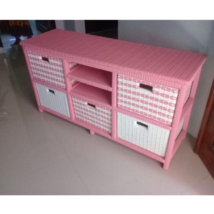 Lemari Tv Rotan Sintetis Laci 5