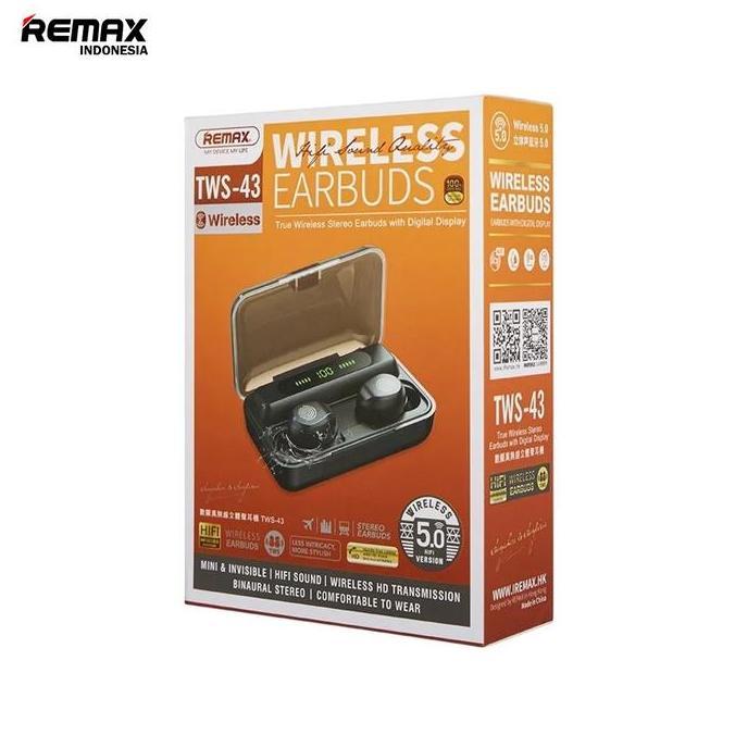 Remax True Wireless Stereo Hi-Fi With Led Display Case 5,0 Version Bluetooth Tws-43 Earphones Headph