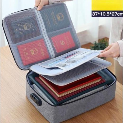 Tas Dokumen dengan Password Kotak Penyimpanan Sertifikat File Arsip Koper Tempat Berkas Travel Paspo