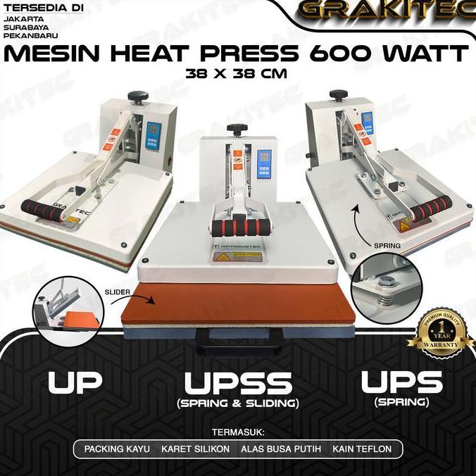 Eggx- Grakitec Mesin Heat Press Sablon Kaos 38X38 600 Watt