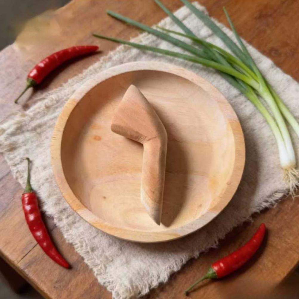 Cobek Kayu - Ulekan Kayu - Set Cobek & Ulekan Kayu - Cobek Kayu Ukuran Sedang - Cobek Sambal Teratas